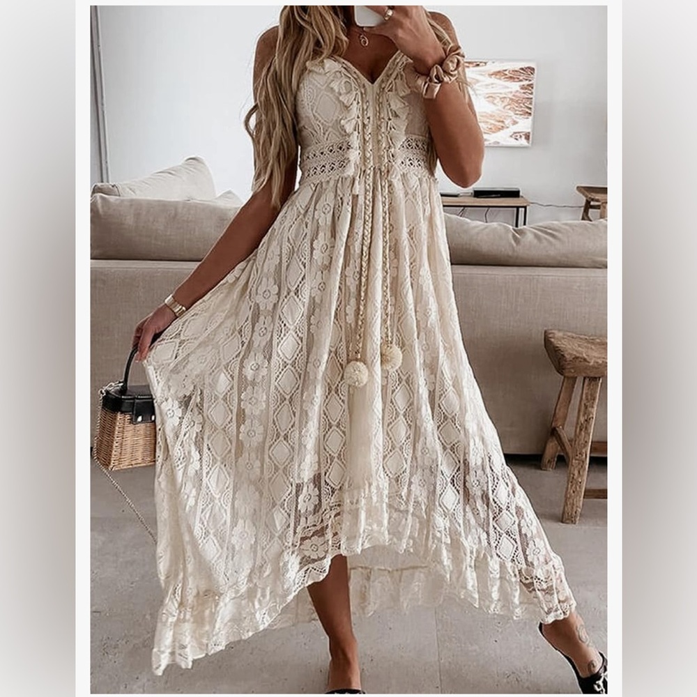 Cupshe White Lace Maxi Dress - Picture 3 of 8